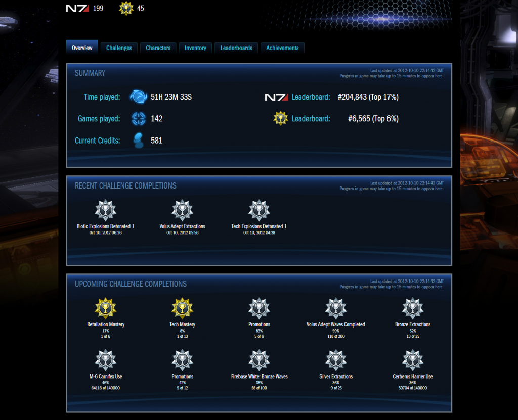 Three ma update. Mass Effect меню. Player Leaderboard. Me 2 DLC Sentry interface.